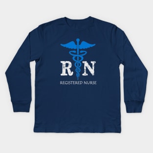 RN Nurse Gifts - Certified Registered Nurses Professional Gear - RN Badge Gift Ideas Kids Long Sleeve T-Shirt